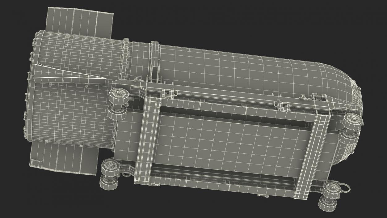 Steel B41 Nuclear Bomb with Airplane Trolley 3D model