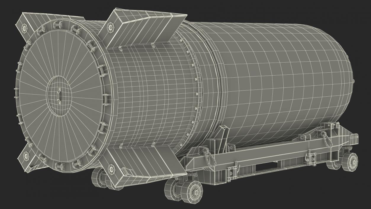 Steel B41 Nuclear Bomb with Airplane Trolley 3D model