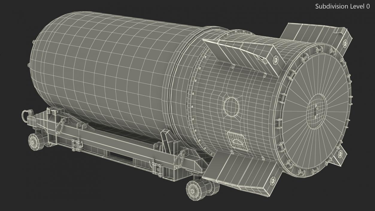 Steel B41 Nuclear Bomb with Airplane Trolley 3D model