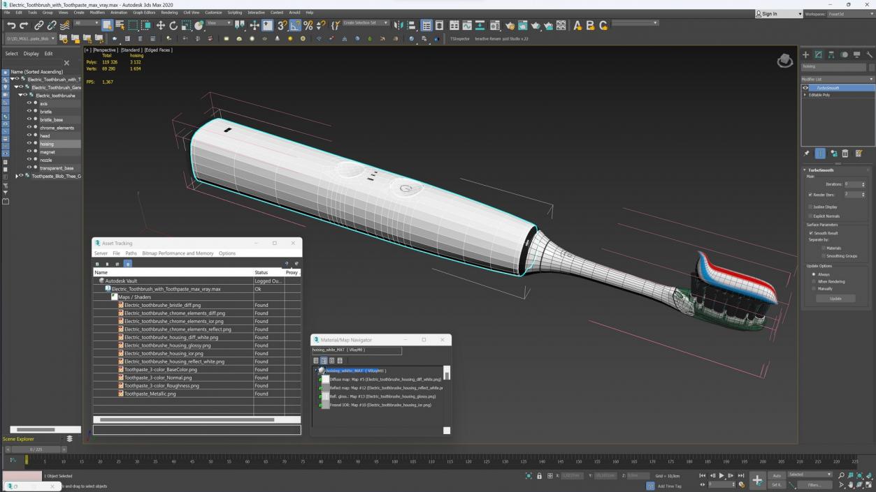 3D model Electric Toothbrush with Toothpaste