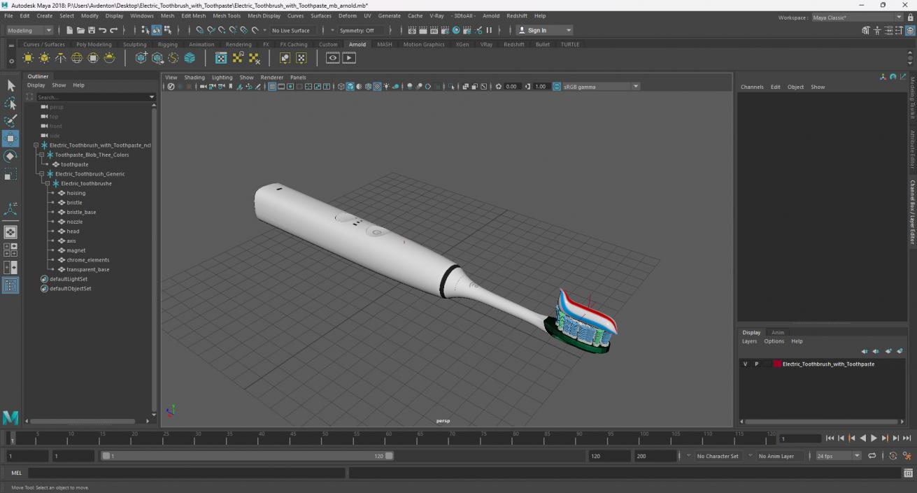 3D model Electric Toothbrush with Toothpaste