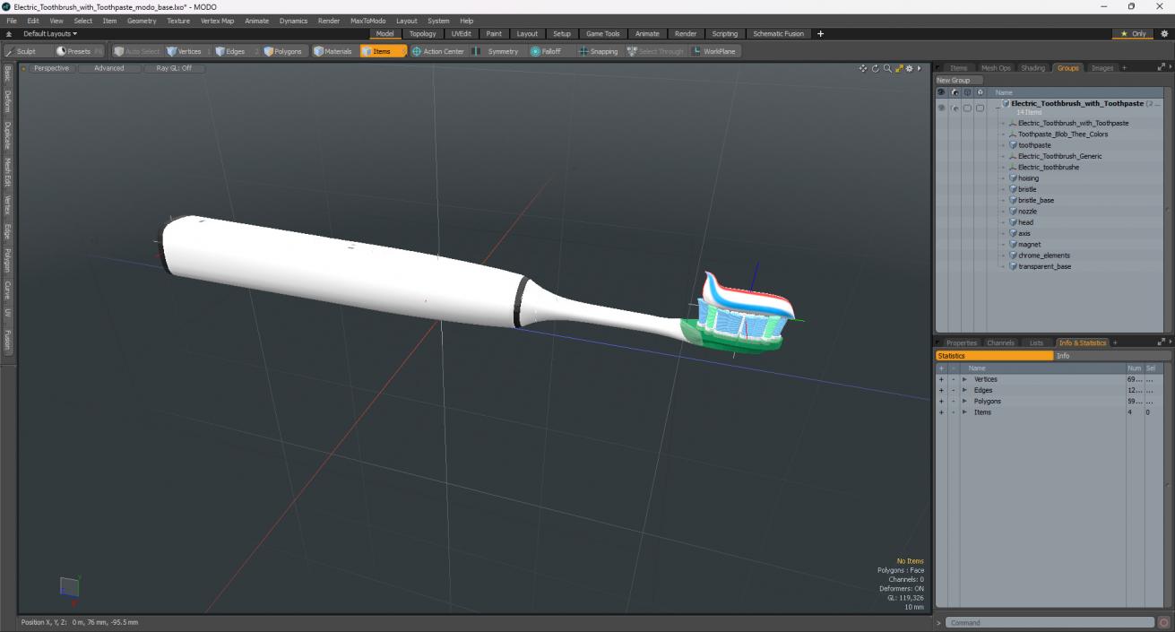 3D model Electric Toothbrush with Toothpaste