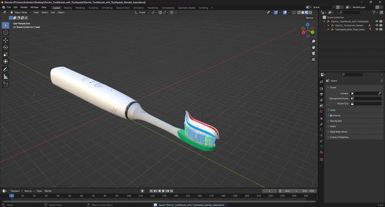 3D model Electric Toothbrush with Toothpaste