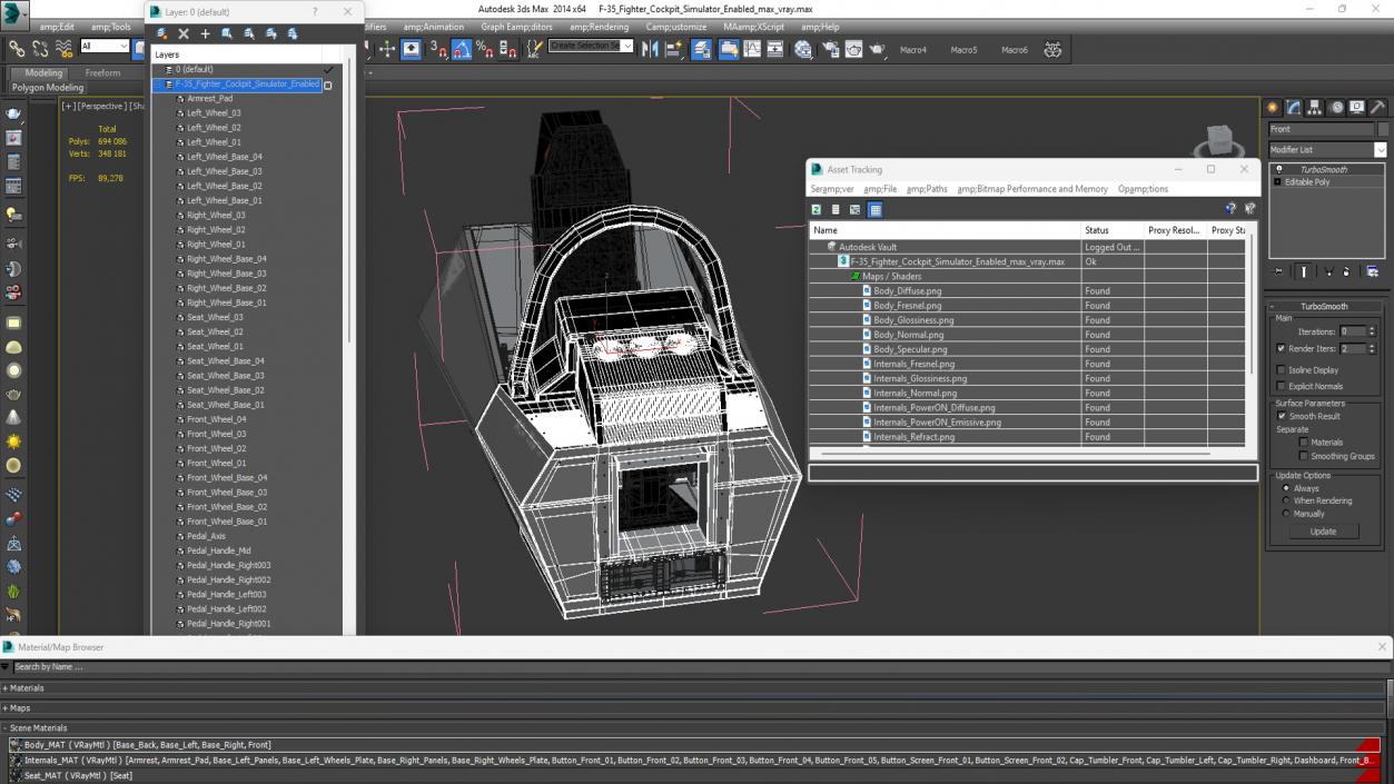 3D F-35 Fighter Cockpit Simulator Enabled model