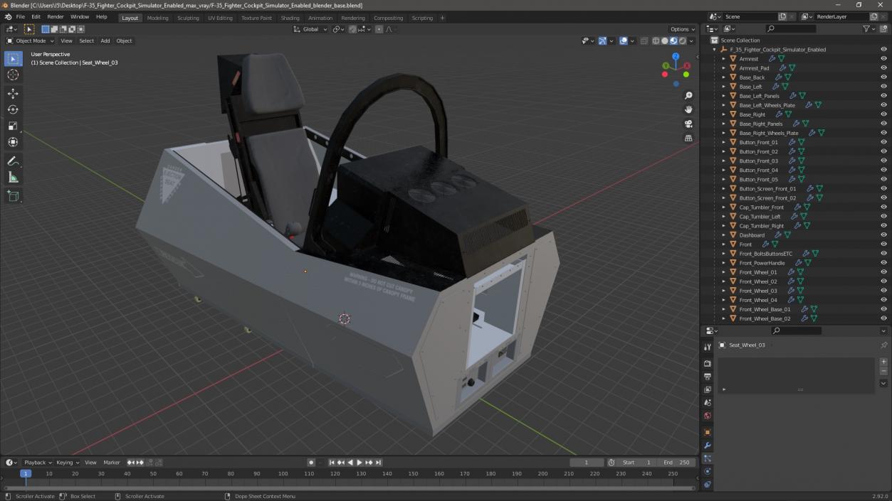 3D F-35 Fighter Cockpit Simulator Enabled model