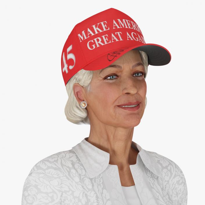 3D model Elderly Woman wearing MAGA Hat