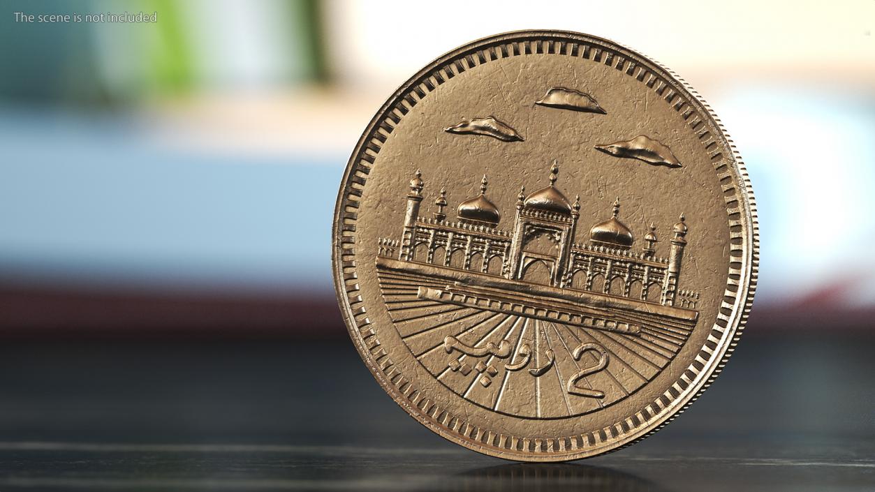 2 Pakistan Rupees Bronze 3D model