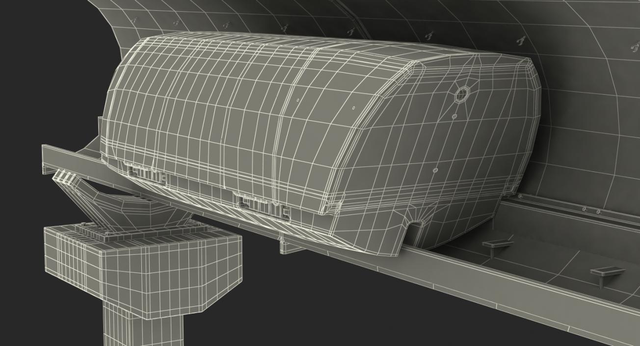 3D Speed Hyperloop Tunnel Section with Train