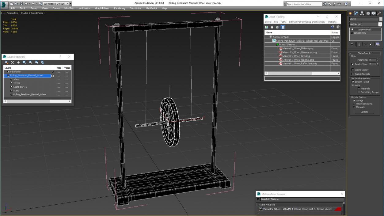 3D model Rolling Pendulum Maxwell Wheel