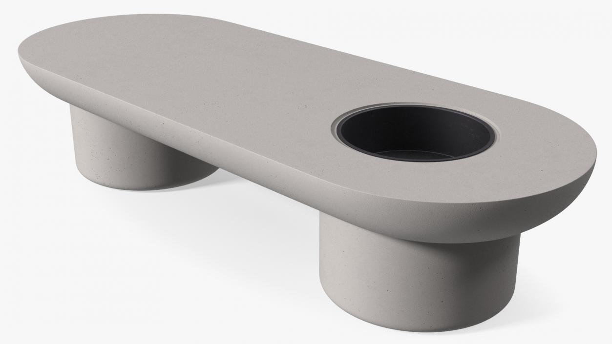 3D model Taimi Designer Outdoor Table Bench Grey Stone