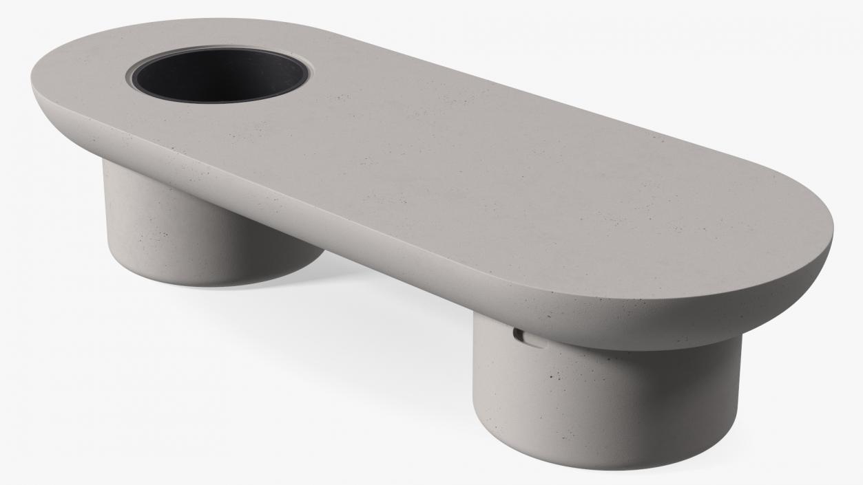 3D model Taimi Designer Outdoor Table Bench Grey Stone