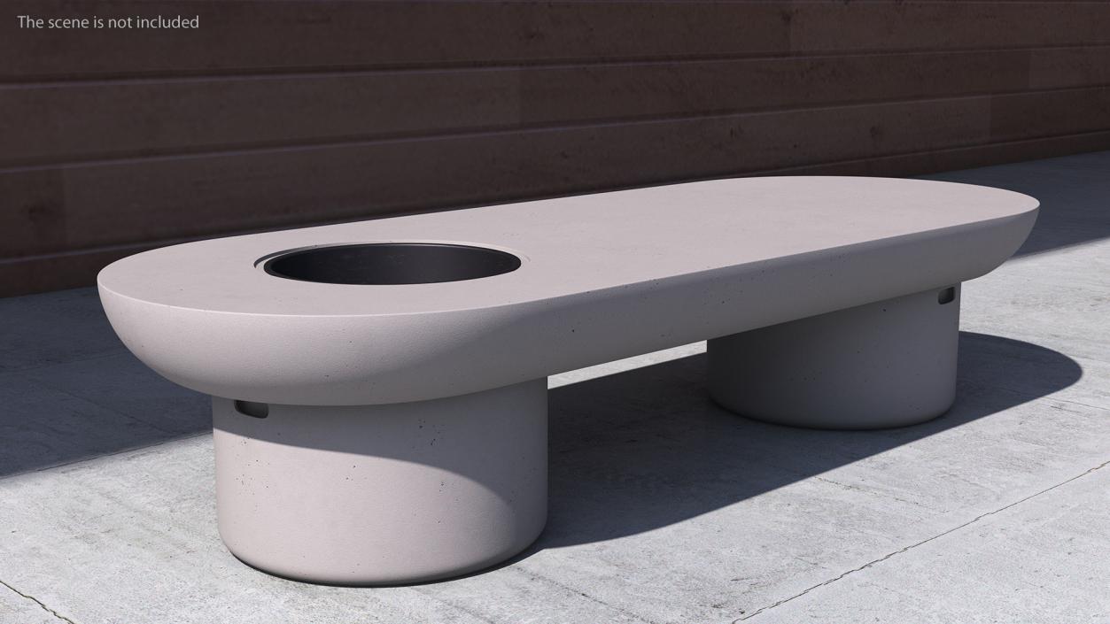 3D model Taimi Designer Outdoor Table Bench Grey Stone