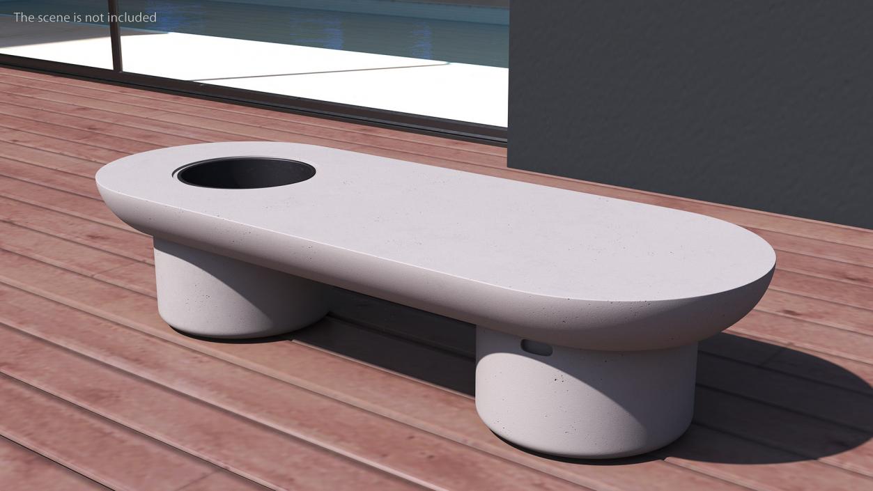 3D model Taimi Designer Outdoor Table Bench Grey Stone