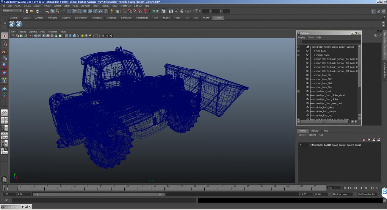 3D JCB 535 Telehandler Forklift Bucket Dirty