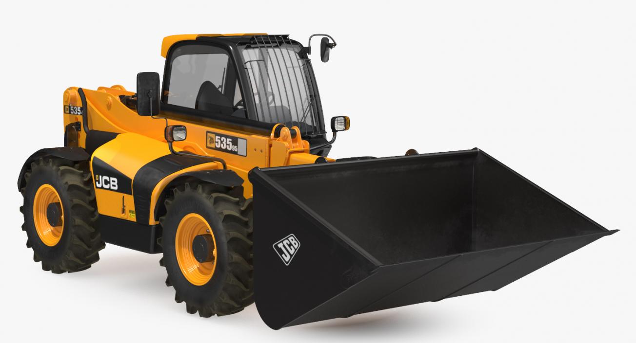 3D JCB 535 Telehandler Forklift Bucket Dirty