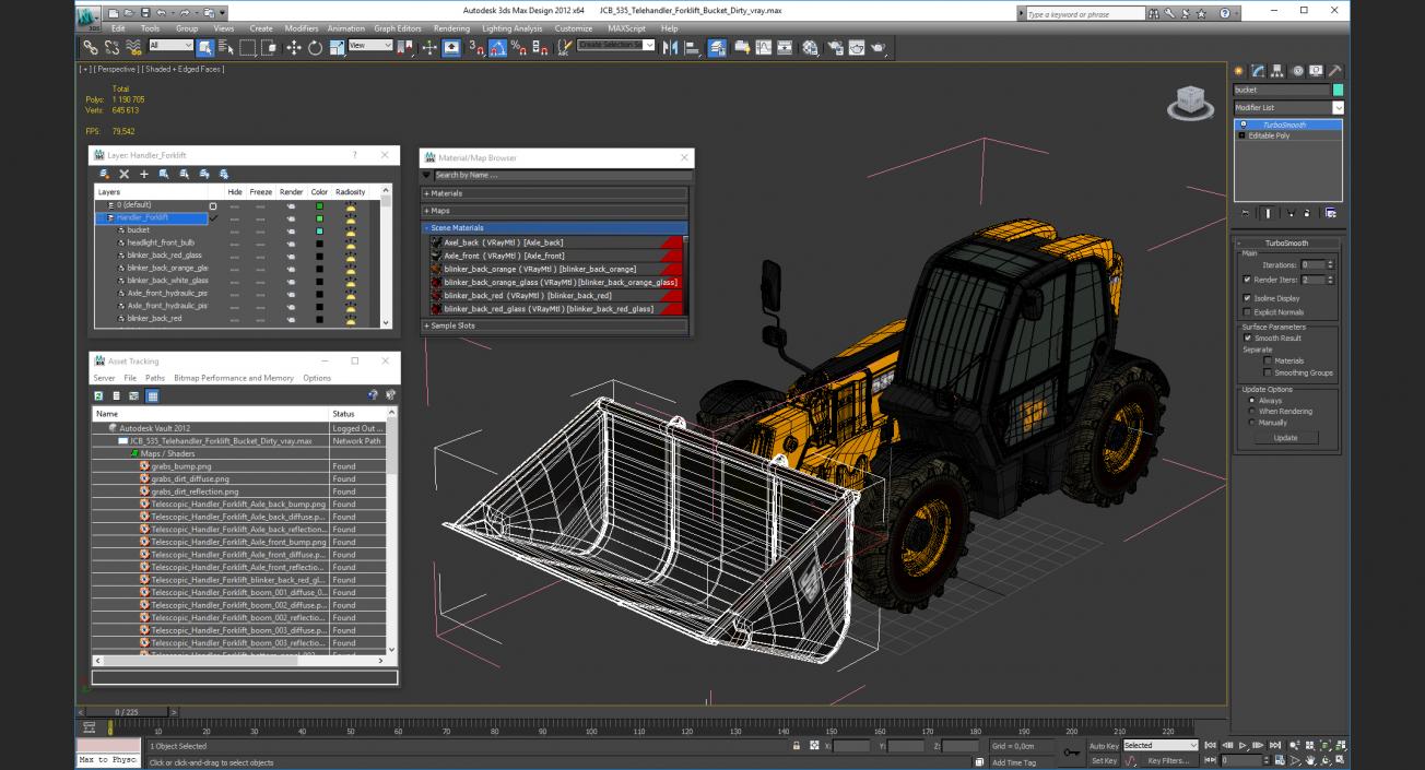 3D JCB 535 Telehandler Forklift Bucket Dirty