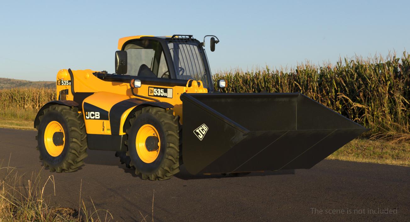 3D JCB 535 Telehandler Forklift Bucket Dirty