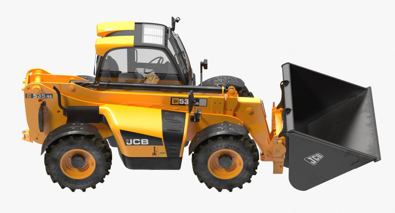 3D JCB 535 Telehandler Forklift Bucket Dirty