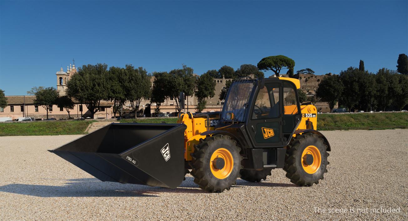 3D JCB 535 Telehandler Forklift Bucket Dirty