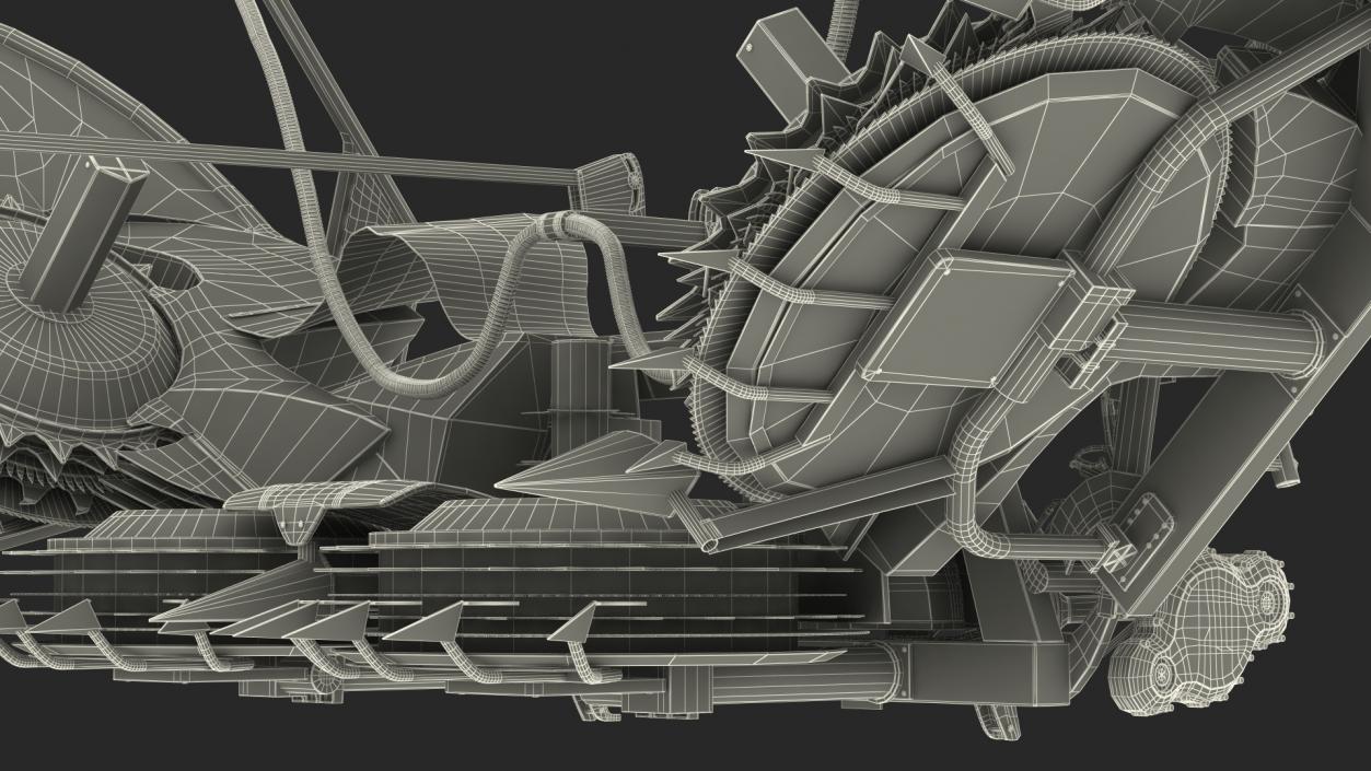 3D Harvester Corn Header Semi-Folded model