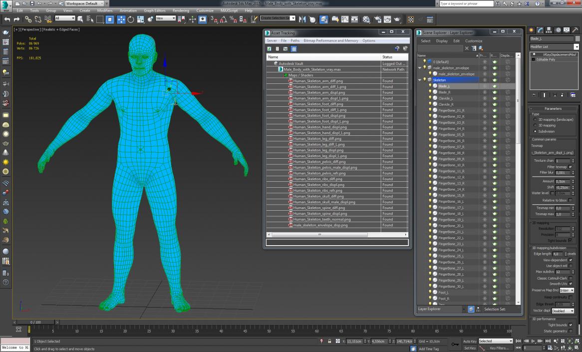 3D Male Body with Skeleton model