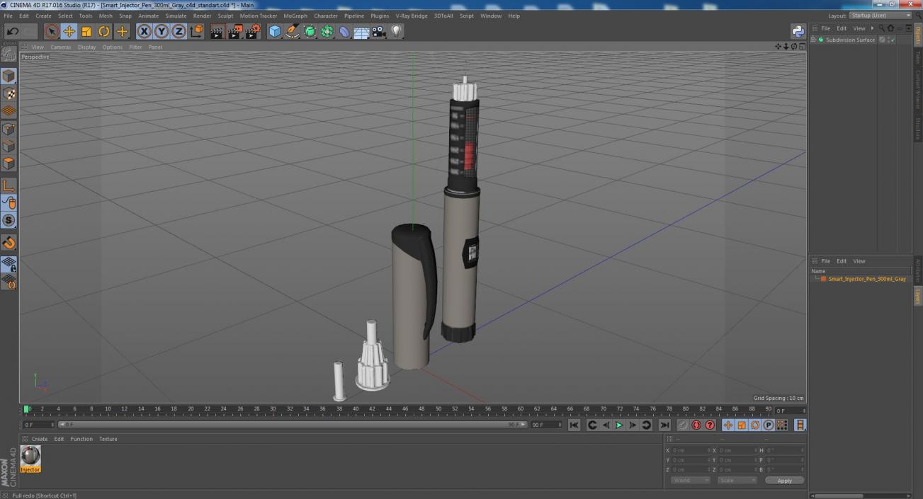 Smart Injector Pen 300ml Gray 3D model