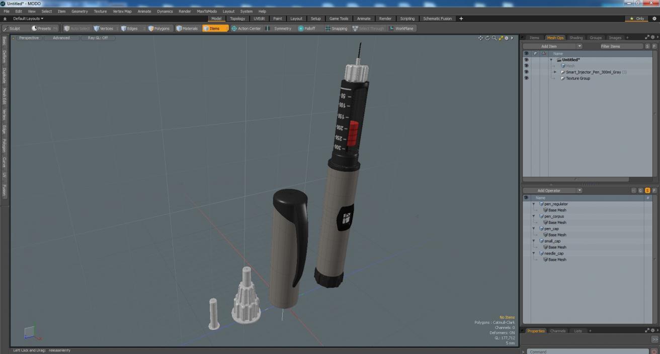 Smart Injector Pen 300ml Gray 3D model