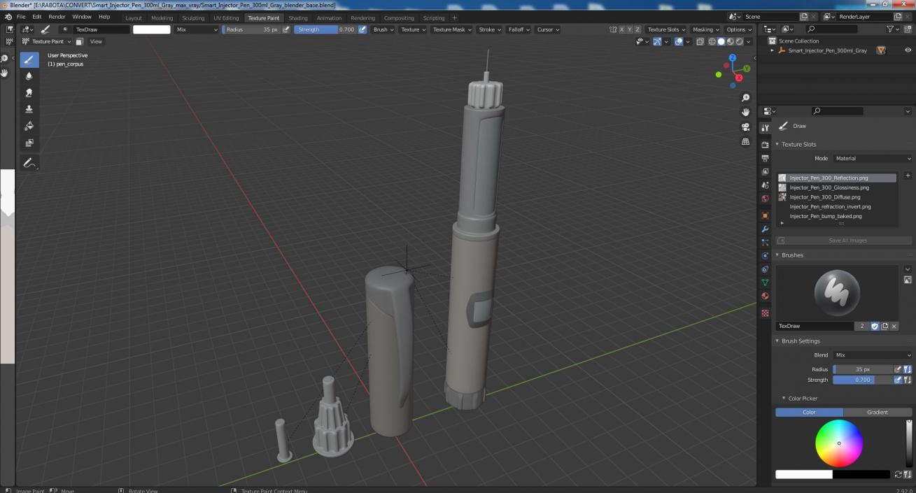 Smart Injector Pen 300ml Gray 3D model