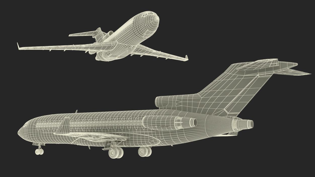 3D Commercial Airliner Boeing 727-100 Iran Aseman Rigged model