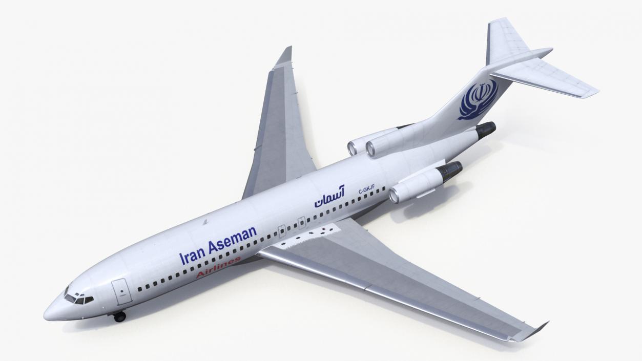 3D Commercial Airliner Boeing 727-100 Iran Aseman Rigged model