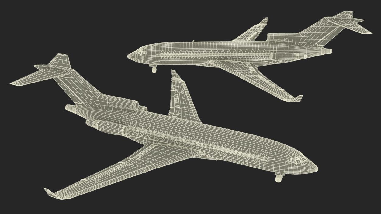 3D Commercial Airliner Boeing 727-100 Iran Aseman Rigged model