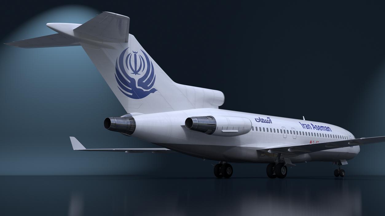 3D Commercial Airliner Boeing 727-100 Iran Aseman Rigged model