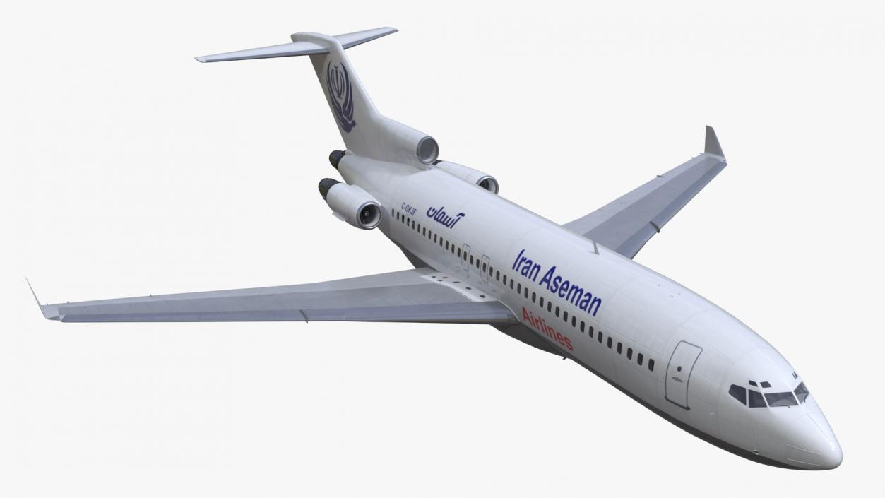 3D Commercial Airliner Boeing 727-100 Iran Aseman Rigged model