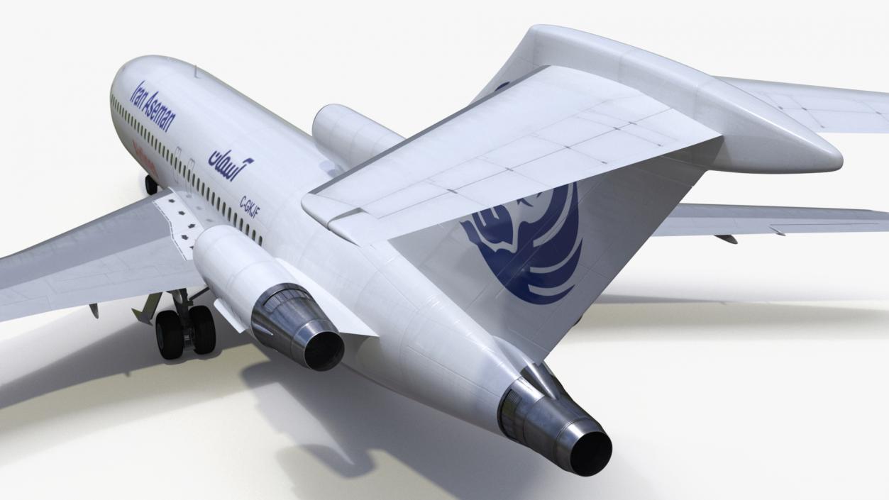 3D Commercial Airliner Boeing 727-100 Iran Aseman Rigged model