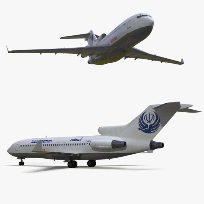 3D Commercial Airliner Boeing 727-100 Iran Aseman Rigged model