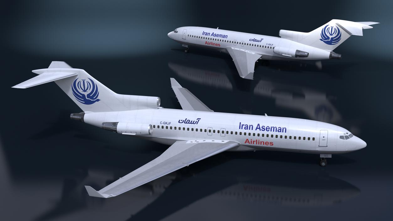 3D Commercial Airliner Boeing 727-100 Iran Aseman Rigged model