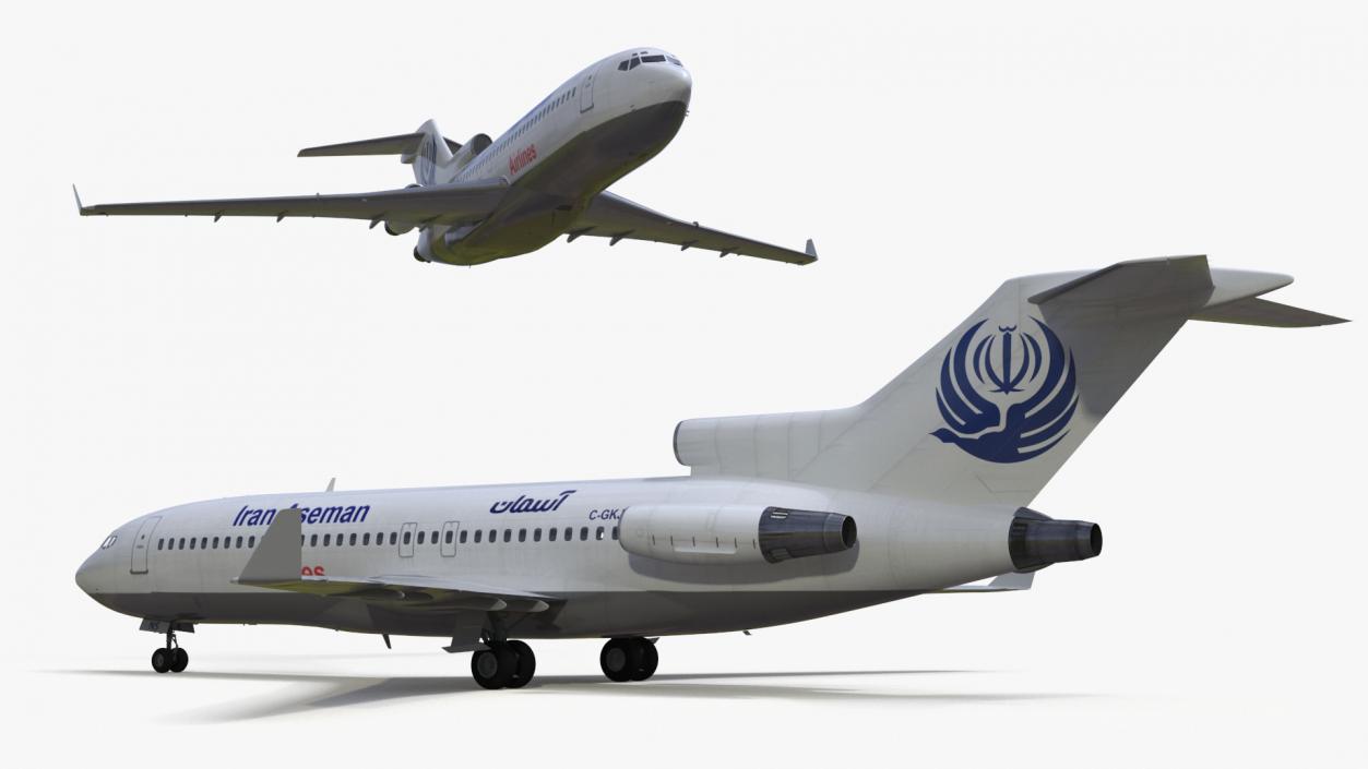 3D Commercial Airliner Boeing 727-100 Iran Aseman Rigged model