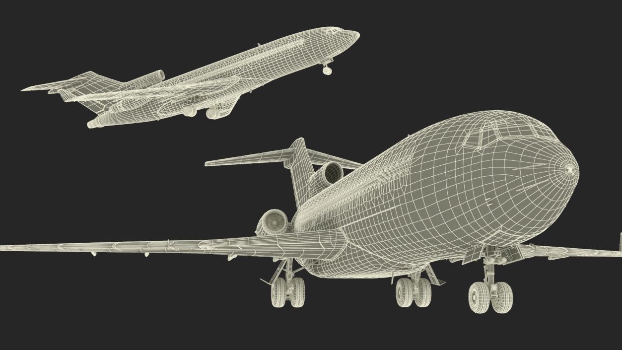 3D Commercial Airliner Boeing 727-100 Iran Aseman Rigged model