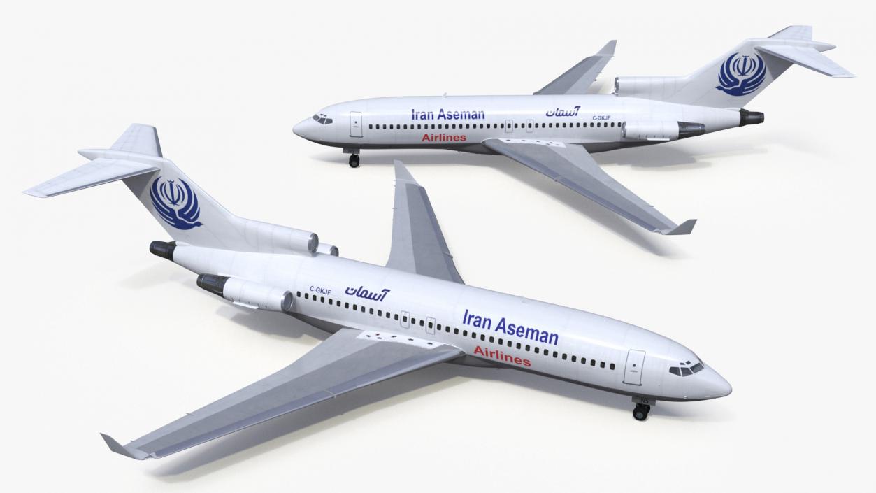 3D Commercial Airliner Boeing 727-100 Iran Aseman Rigged model