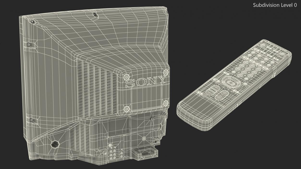 3D model Sony KV-27S46 Retro CRT TV with IR Control On