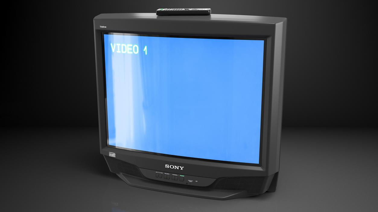 3D model Sony KV-27S46 Retro CRT TV with IR Control On