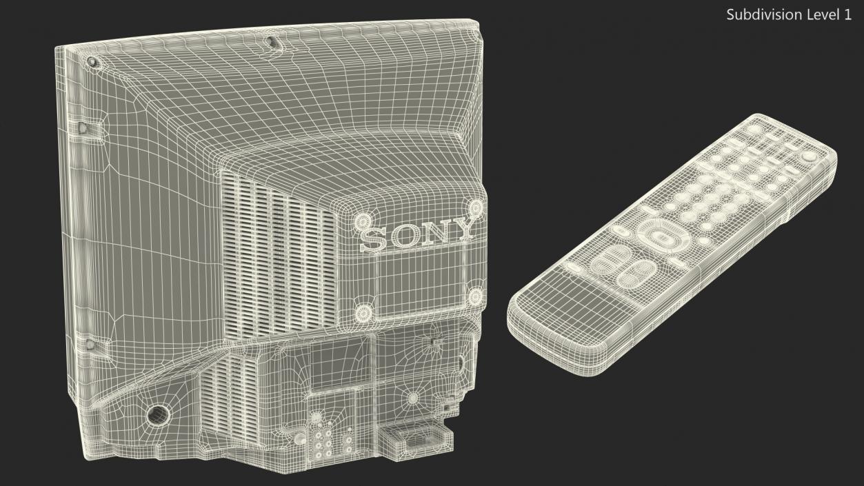 3D model Sony KV-27S46 Retro CRT TV with IR Control On