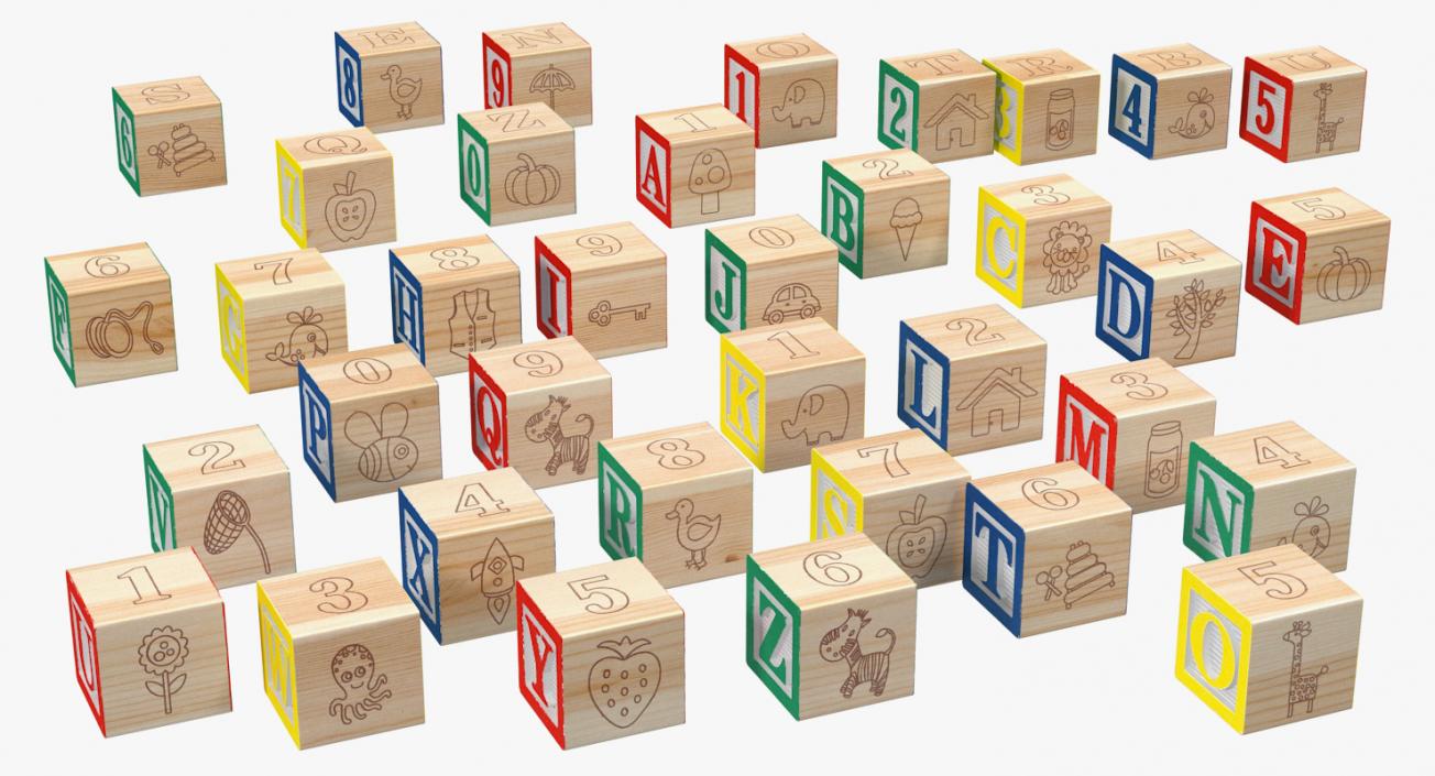 3D Wooden Alphabet Blocks Set