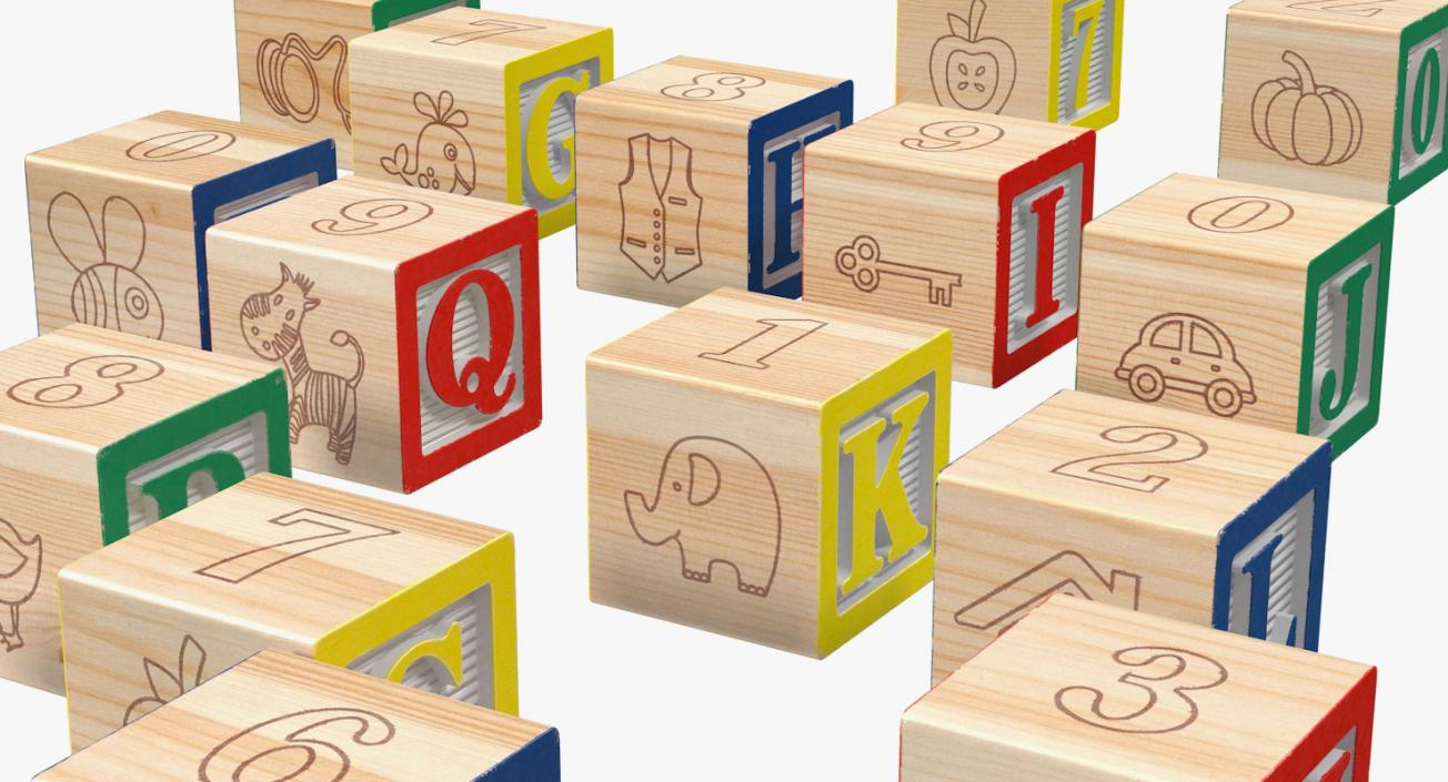 3D Wooden Alphabet Blocks Set