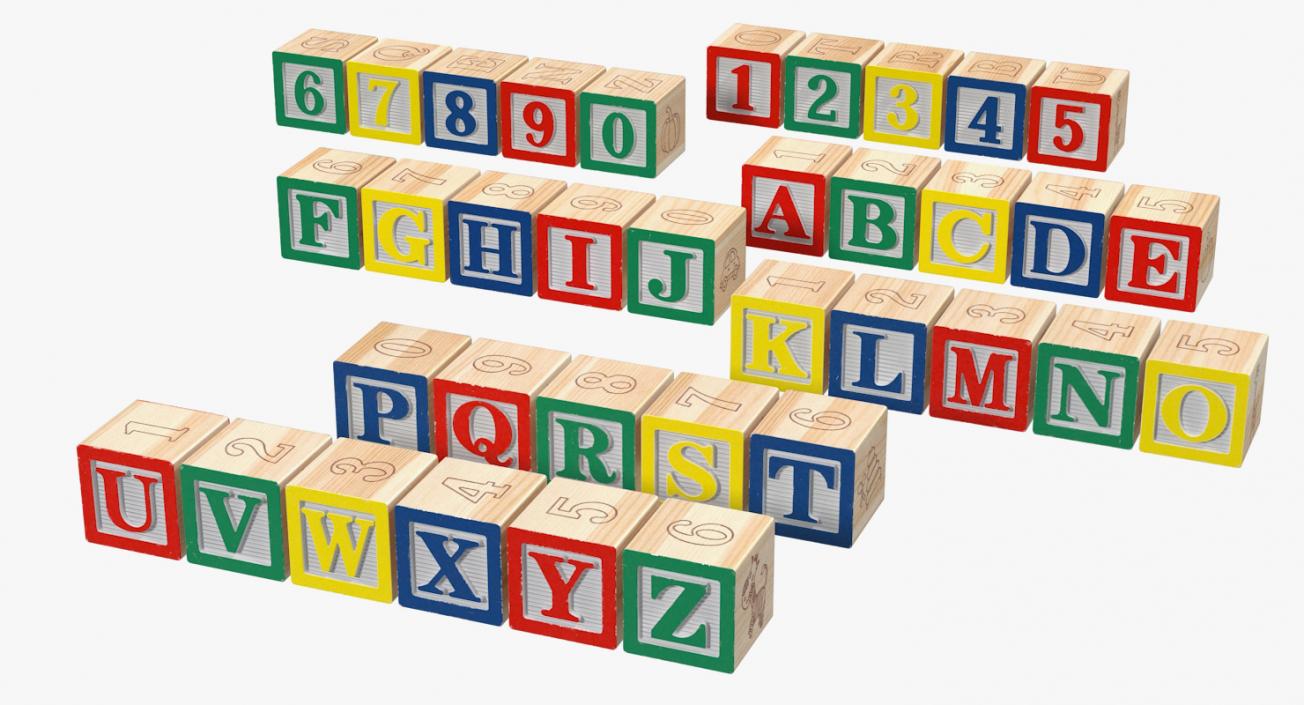 3D Wooden Alphabet Blocks Set