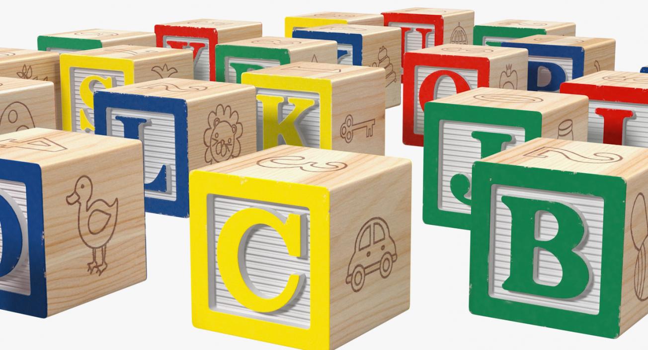 3D Wooden Alphabet Blocks Set