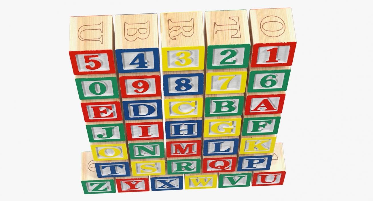 3D Wooden Alphabet Blocks Set