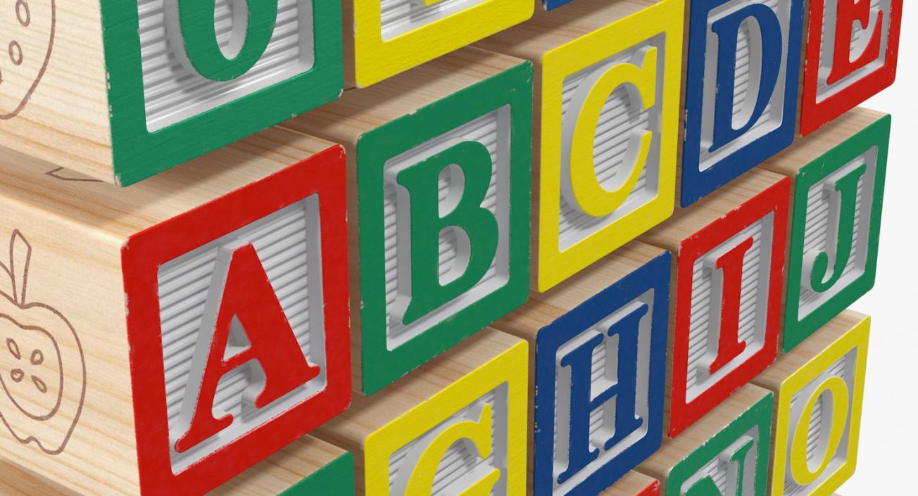 3D Wooden Alphabet Blocks Set