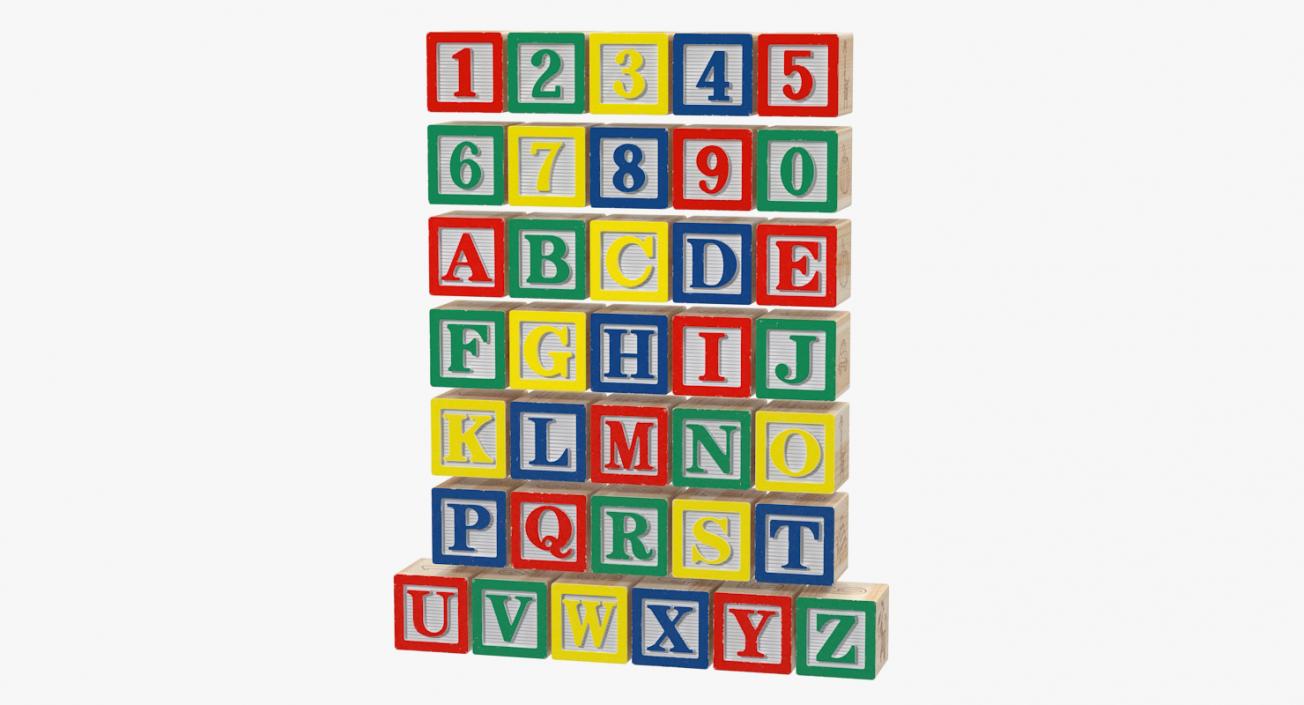 3D Wooden Alphabet Blocks Set