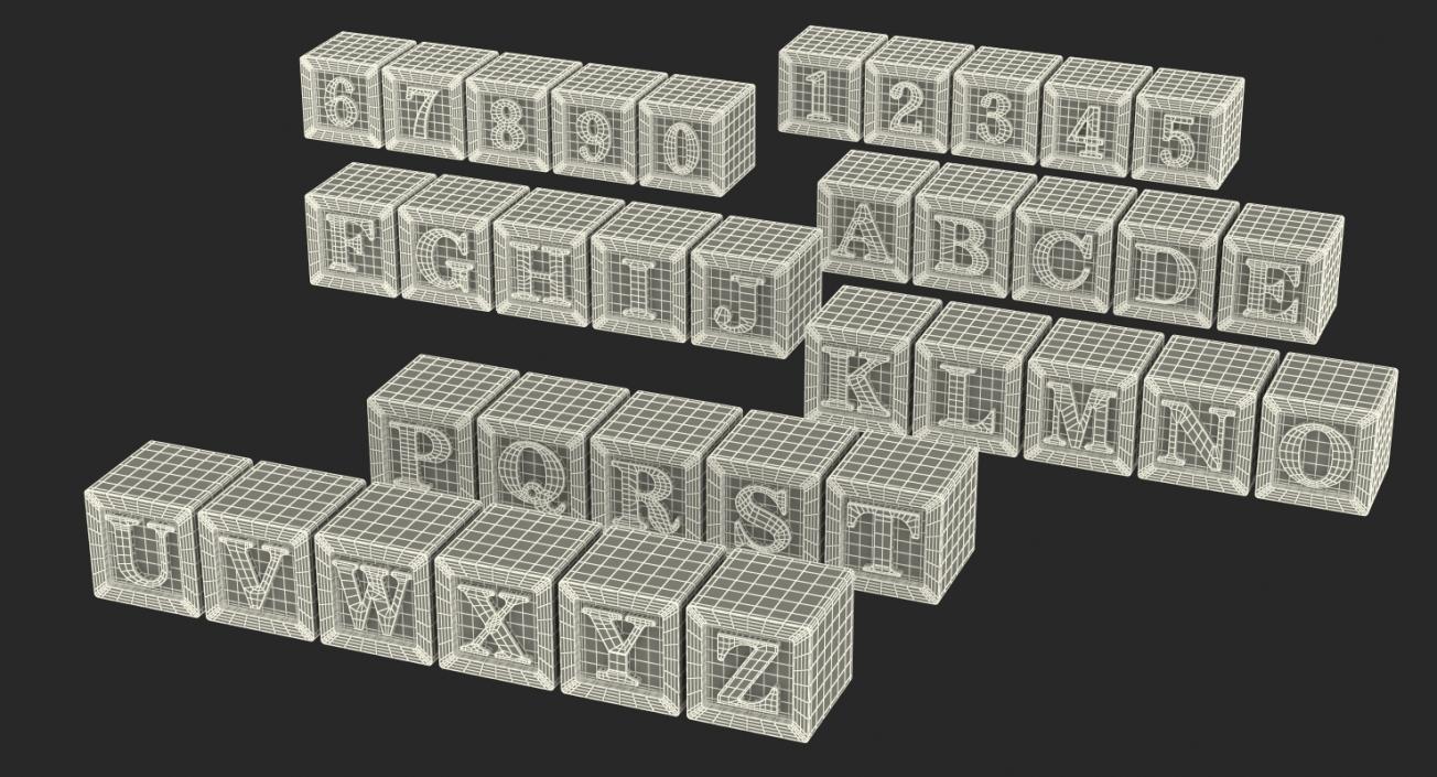 3D Wooden Alphabet Blocks Set